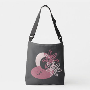 Pretty Grey and Pink Geometric Personalised Tote