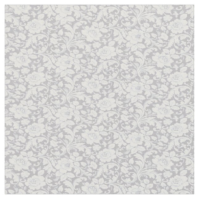 Pretty Grey And White Floral Fabric (Close Up)