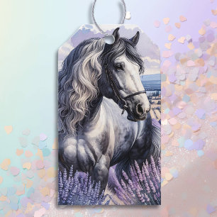 Pretty Grey Horse Standing in Lavender Gift Tags