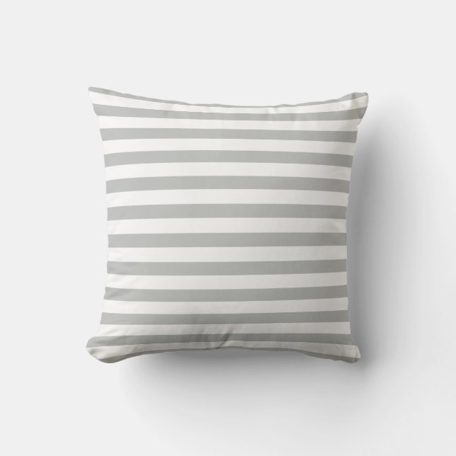 Pretty Grey White Stripes Throw Pillow (Front)