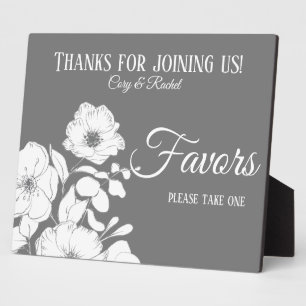 Pretty Grey with White Floral Wedding Favours  Plaque