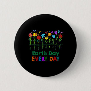 Pretty Growing Flowers And Butterflies Earth Day E 6 Cm Round Badge