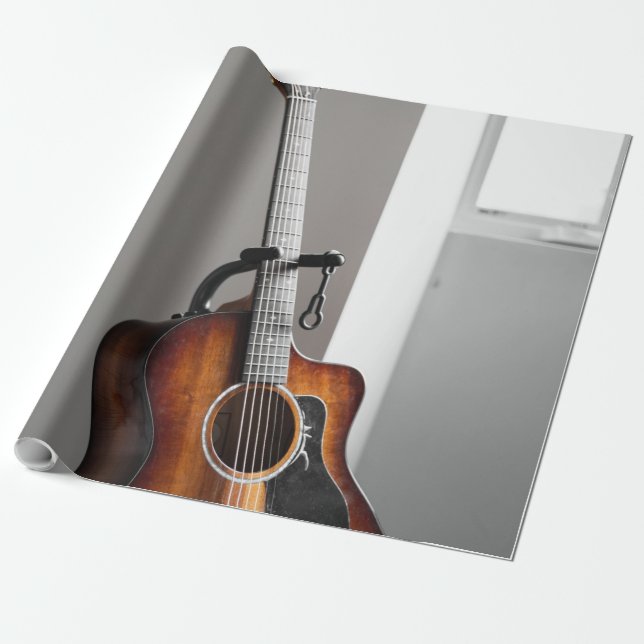Pretty Guitar Wrapping Paper (Unrolled)