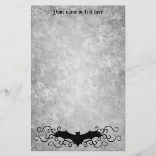 Pretty Halloween bat with your name grungy Stationery