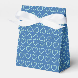 Pretty hand drawn hearts design blue on blue favour box