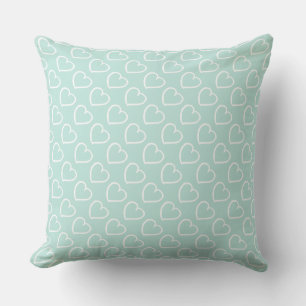 Pretty hand drawn hearts design white on blue cushion