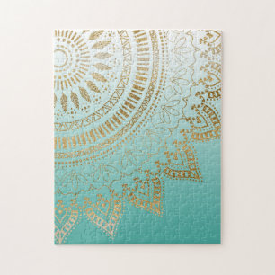 Pretty hand drawn tribal mandala elegant design jigsaw puzzle