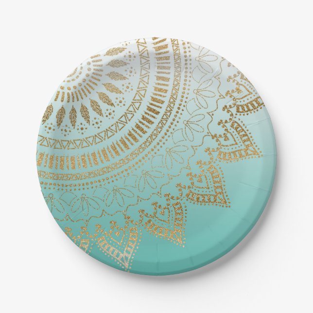 Pretty hand drawn tribal mandala elegant design paper plate (Front)