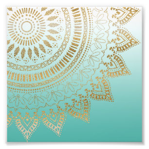 Pretty hand drawn tribal mandala elegant design photo print