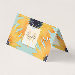 Pretty Hand Drawn Yellow Sunflowers Paint Pattern Business Card