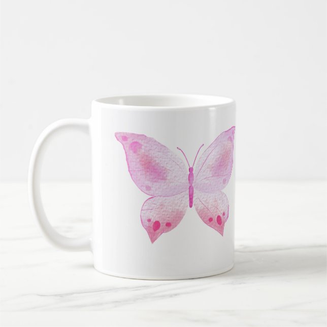 Pretty Hand Illustrated Butterfly Mug (Left)