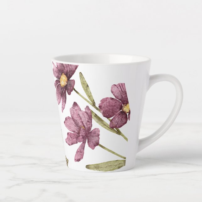 Pretty hand illustrated Purple Wild Flowers  Latte Mug (Right)