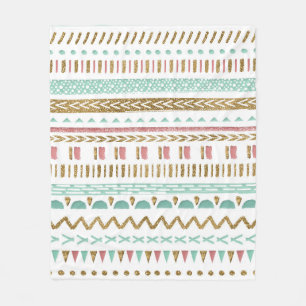 Pretty hand paint tribal Aztec geometric design Fleece Blanket