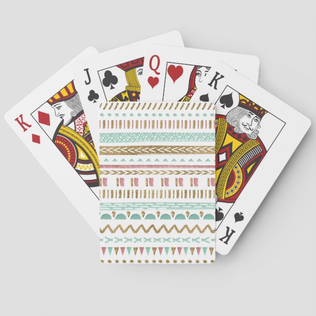 Pretty hand paint tribal Aztec geometric design Playing Cards (Back)