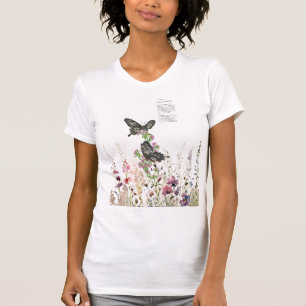 Pretty Hand-Painted Ceylon Rose Butterfly T-Shirt