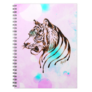 Pretty Hand Painted Chocolate Tiger Art Notebook