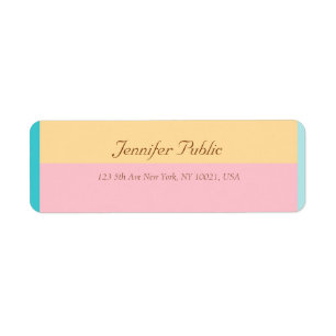 Pretty Hand Script Name Colourful Return Address