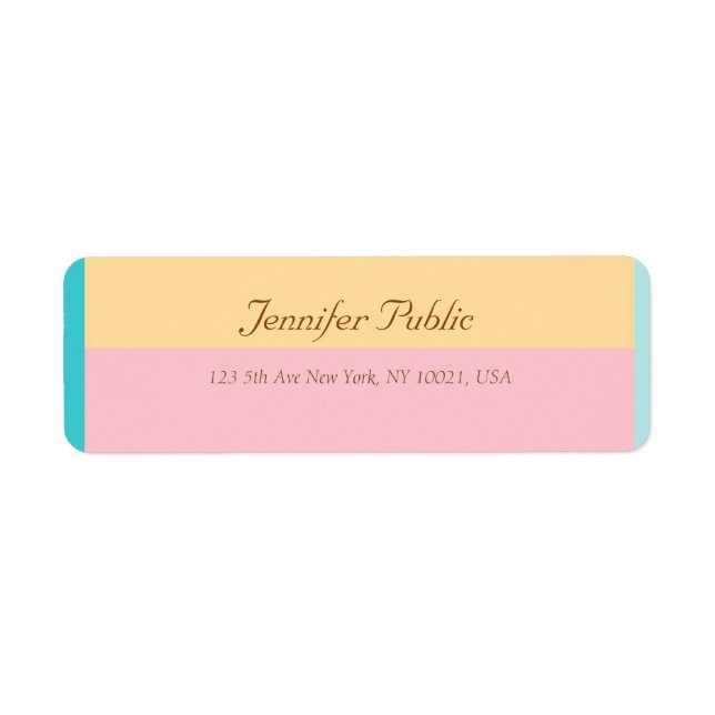 Pretty Hand Script Name Colourful Return Address (Front)