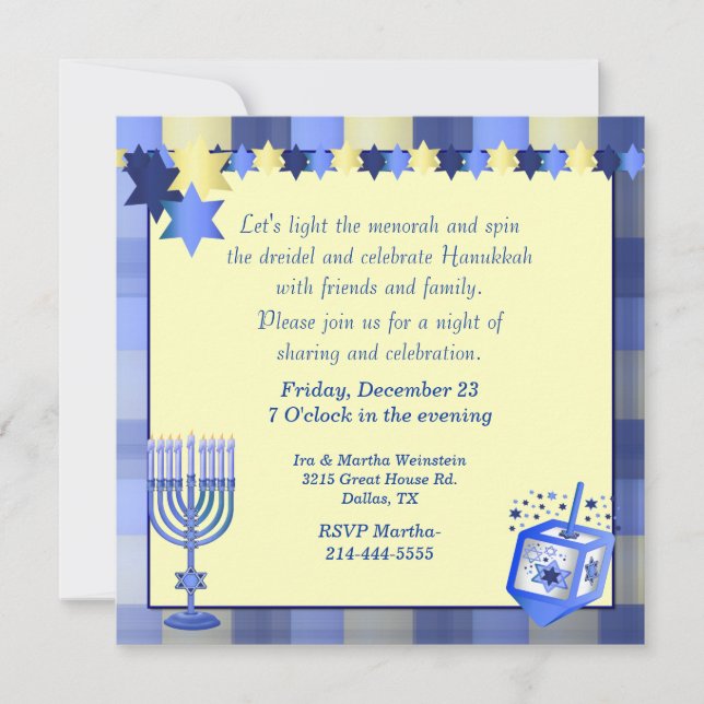 Pretty Hanukkah Party Invitation (Front)