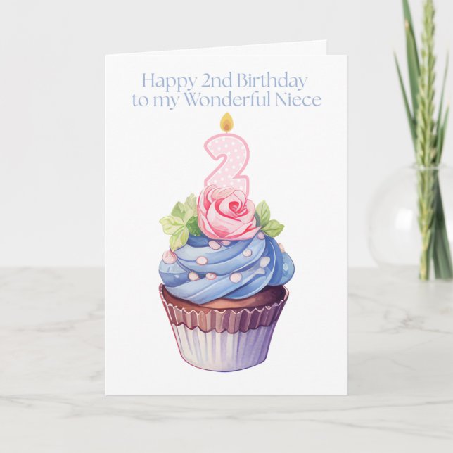 Pretty Happy 2nd Birthday to my Wonderful Niece  Card (Front)