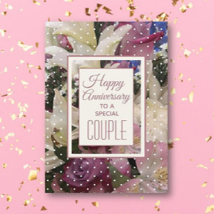 Pretty! Happy Anniversary to Couple greeting card