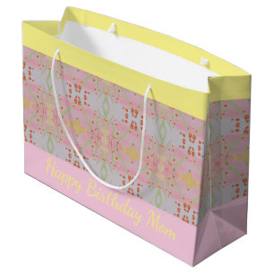 Pretty Happy Birthday Mum Large Gift Bag