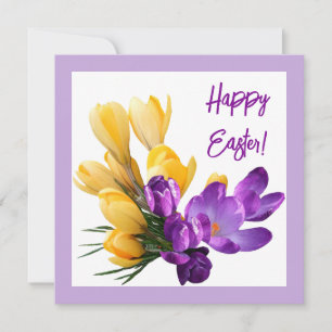 Pretty Happy Easter purple yellow crocus floral Card