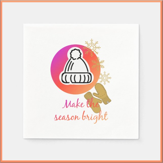 Pretty Hat and Mittens Winter Season Bright Napkin (Creator Uploaded)