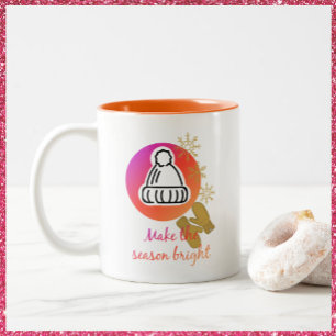 Pretty Hat and Mittens Winter Season Bright Two-Tone Coffee Mug