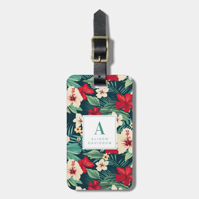 Pretty Hawaiian Flowers Luggage Tags (Front Vertical)