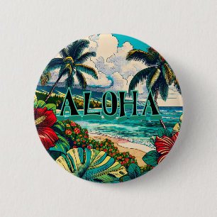 Pretty Hawaiian Island themed 6 Cm Round Badge
