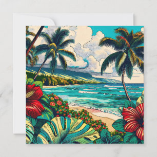 Pretty Hawaiian Island themed   Aloha Card