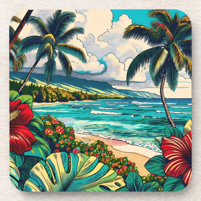 Pretty Hawaiian Island themed Coaster (Front)