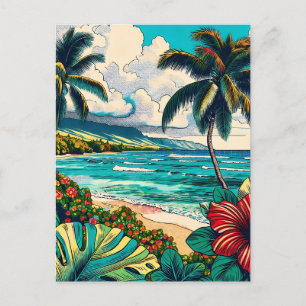 Pretty Hawaiian Island themed Keeping in Touch Postcard
