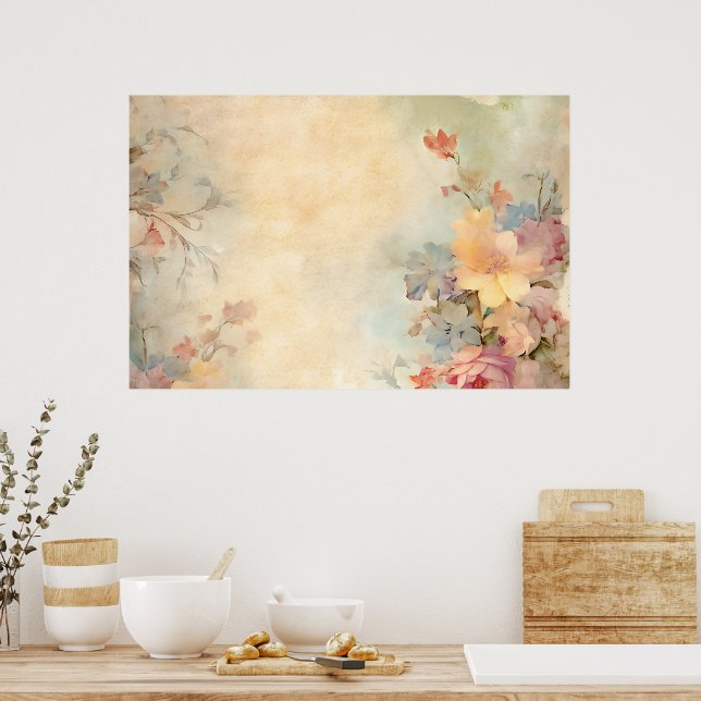Pretty Hazy Spring Wildflowers Florals By Ava Poster (Kitchen)