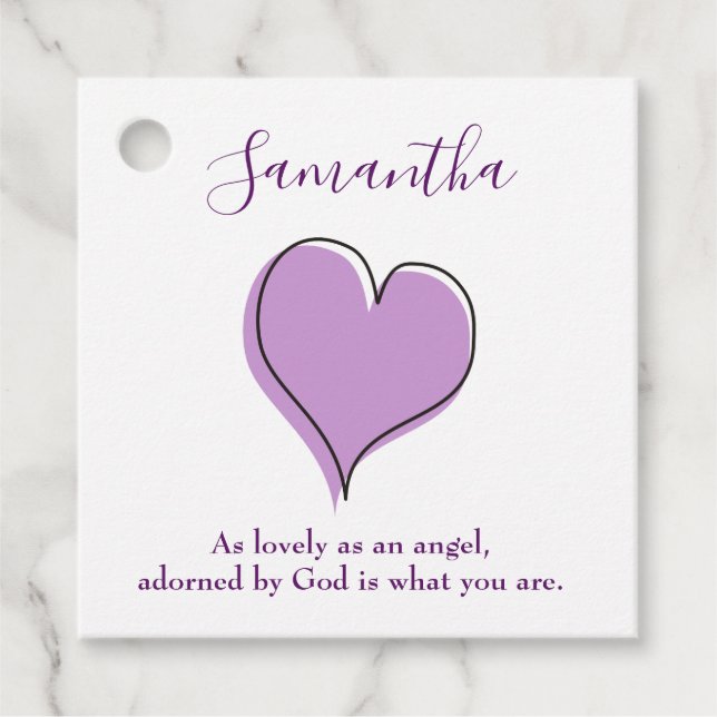 Pretty heart Christian Quote Favour Tags (Front)