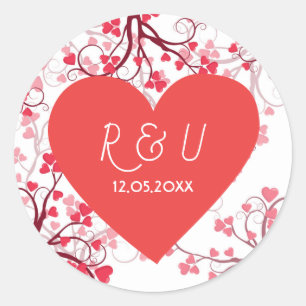 Pretty heart classic round sticker