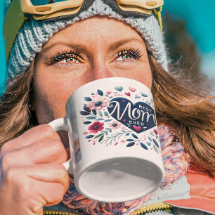 Pretty Heart Floral 2 Photo Best Mum Ever Coffee Mug