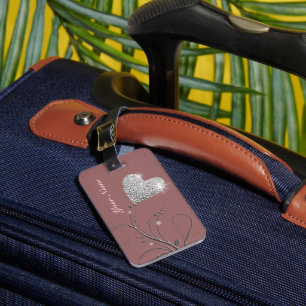 pretty heart jewel flower luggage tag