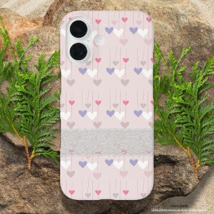 Pretty heart pattern in pink Girly lace iPhone 16 Case