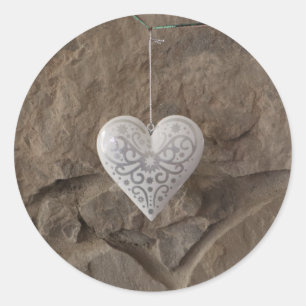 Pretty Heart Shaped Stone Classic Round Sticker