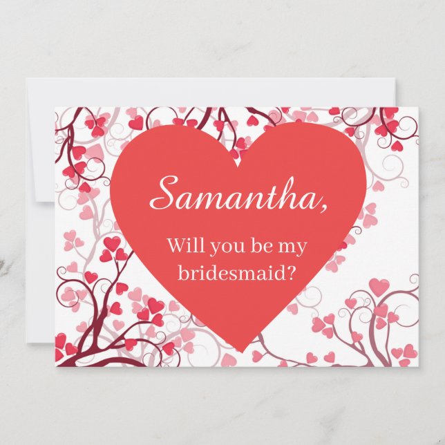 Pretty Hearts Bridesmaid proposal Invitation (Front)
