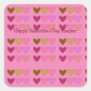 Pretty Hearts Colourful Valentine’s Day Square Sticker