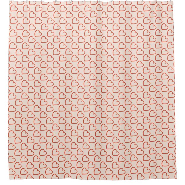 Pretty hearts pattern red on pink shower curtain (Front)