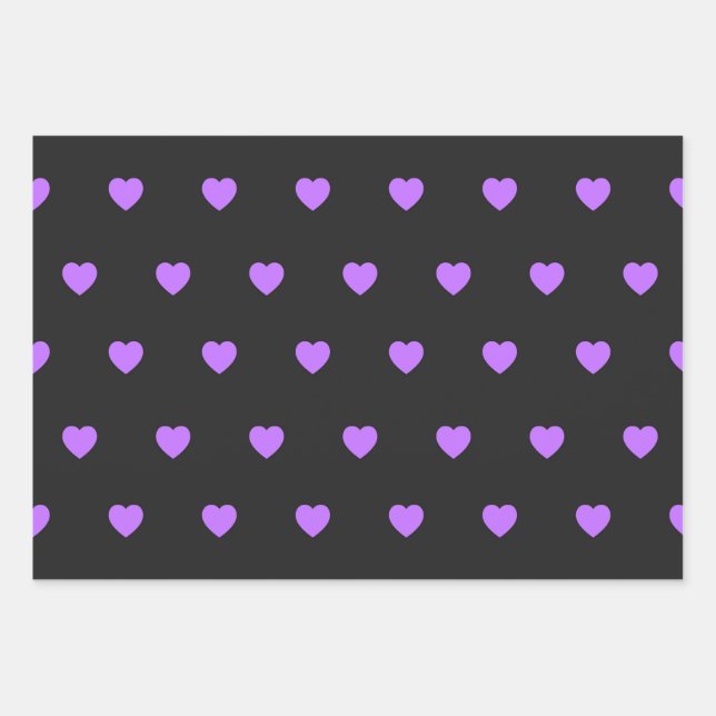 Pretty Hearts Wrapping Paper Flat Sheet Set of 3  (Front)