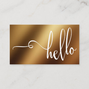 Pretty Hello Typography Over Smooth Gold Foil Business Card