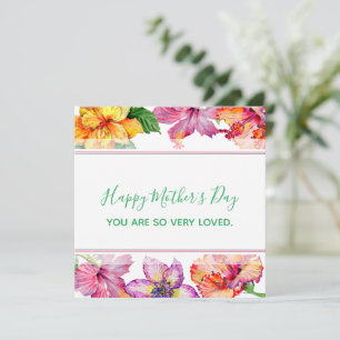 Pretty Hibiscus Flower Borders Mother's Day Card