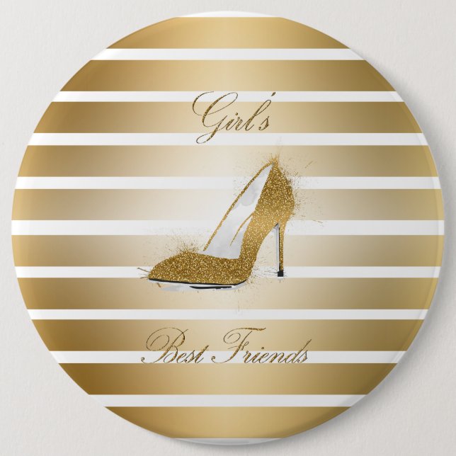 Pretty High heels shoe “Girls best Friends” 6 Cm Round Badge (Front)