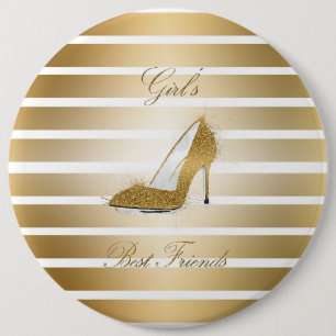 Pretty High heels shoe “Girls best Friends” 6 Cm Round Badge