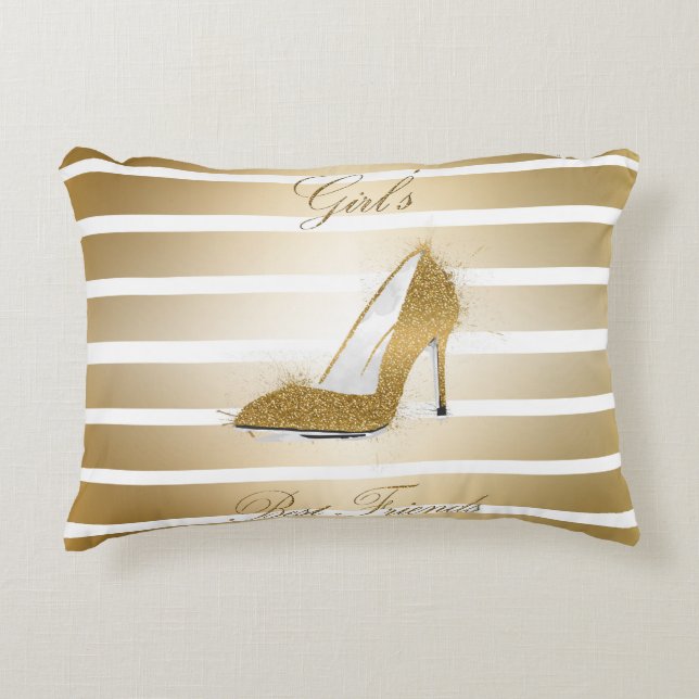 Pretty High heels shoe “Girls best Friends” Decorative Cushion (Front)